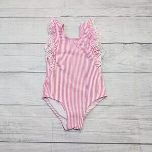 1.5/2Y Marks And Spencer Pink Stripe Seersucker Swimsuit